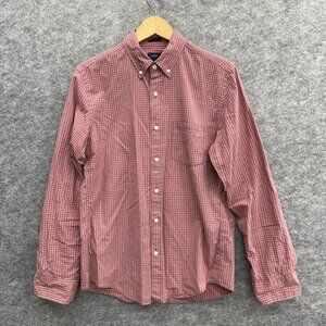 J.Crew Men's Button Down Shirt, Slim Fit, 100% Cotton, Red Checker, Size M
